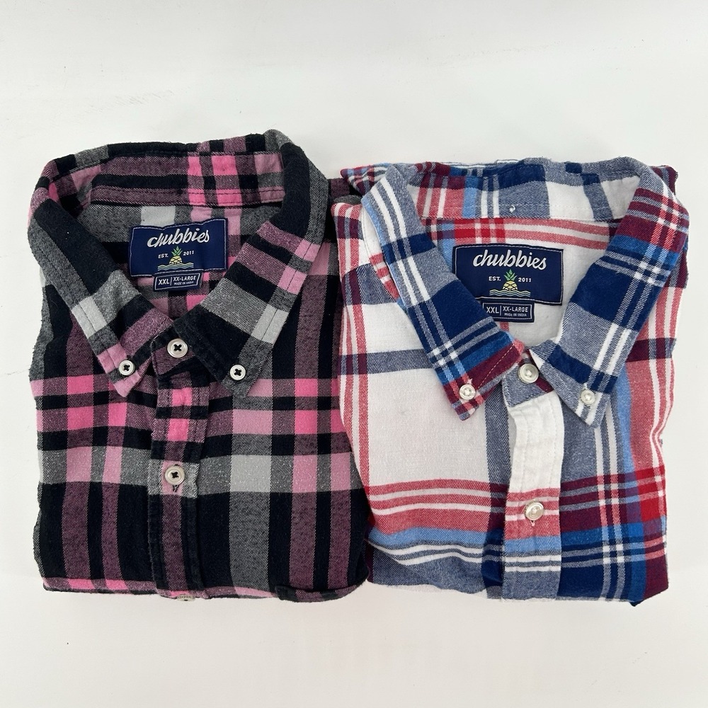 Chubbies Flannel Shirts Lot 2 Mens 2XL Plaid Button Up Casual Lumberjack Dadcore